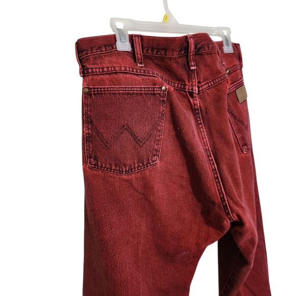 Wrangler Vintage Jeans For Men Size 36x30 Red Distressed Style - Picture 7 of 16